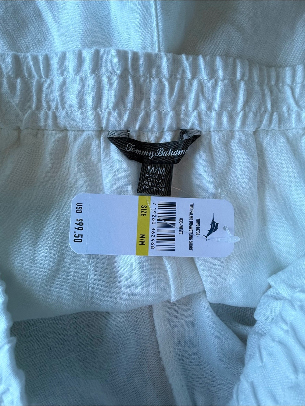 NWT Tommy Bahama White Linen Drawstring Shorts | M - Picture 3 of 4
